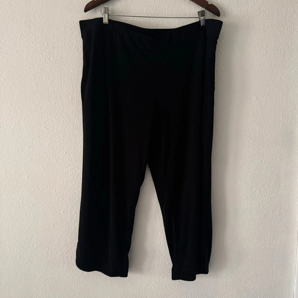 Black Pull On Black Stretch Cropped Trouser Pockets Dennis Basso XLP - Picture 11 of 12